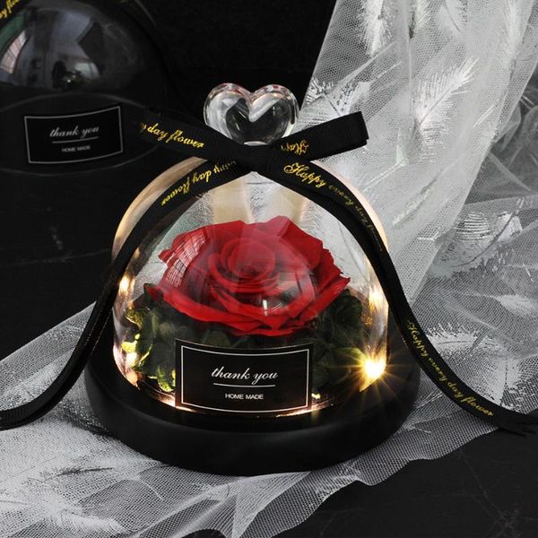 

valentine's day gift everlasting flower ornament creative birthday wedding romantic rose gift box preserved flowers glass cover