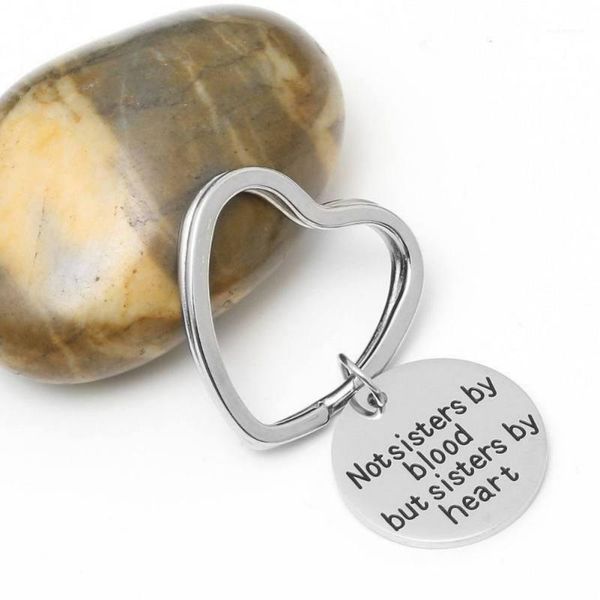 

keychains not sister by blood but sisters heart key ring titanium steel keychain with1, Silver