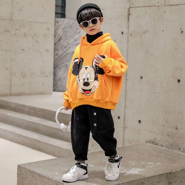 

and winter 2020 hooded sweater new autumn children's korean version one piece plush bottom coat tae3, Black