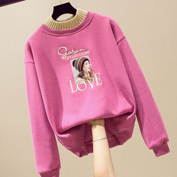 

es of sweater women plush thickening 2020 new autumn winter1 korean loose half high collar ins pullover fashionvip1q, Black