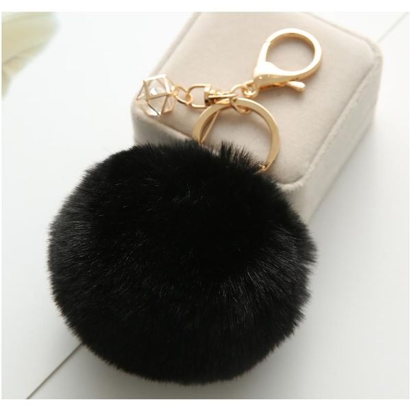 

23 colors trinket fluffy artificial rabbit fur ball key chain pompons keychain women car bag key ring jewelry eh343 f sqciea, Slivery;golden