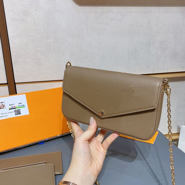 

3шт / набор цепных сумки сумки сумки кошельки женские кошельки сцепления сумка сумка мода кожаный кошелек crossbody с коробкой