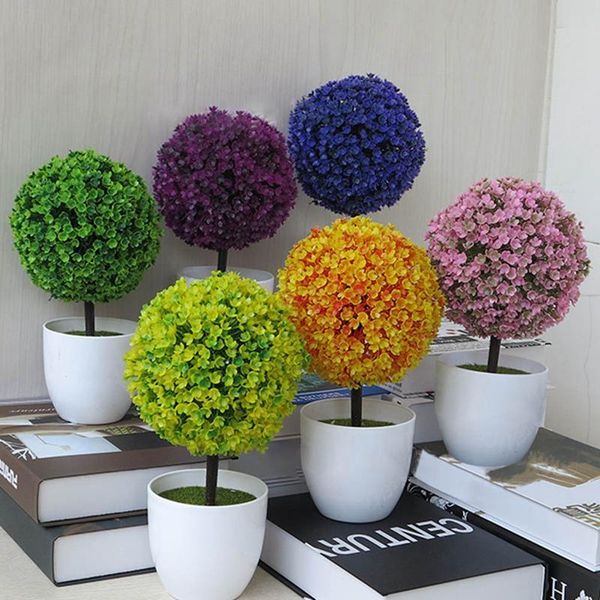 

1pcs creative mini cherry snowball simulation plant bonsai small tree home decoration flower ornaments l garden decor