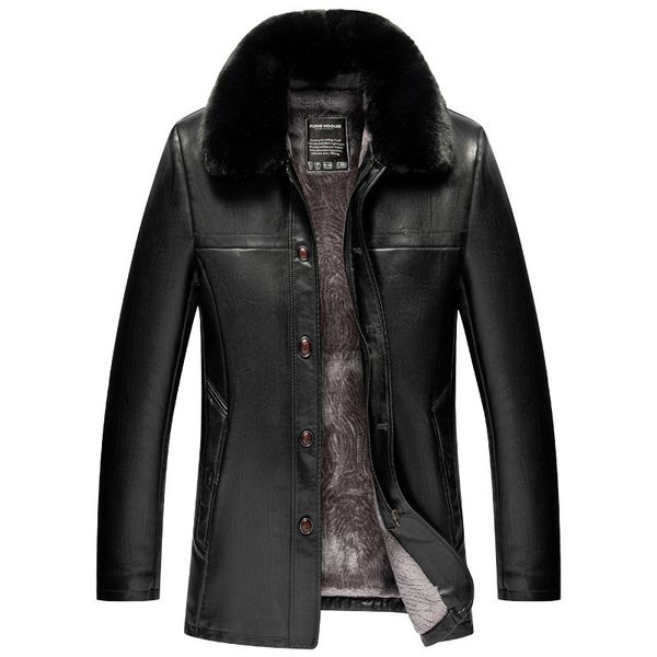 

2020 новые зимние мужчины держите теплый бомбардировщик кожаный куртка для мужской популярной одежды меховые куртки из поддельного размера 4, Black;brown