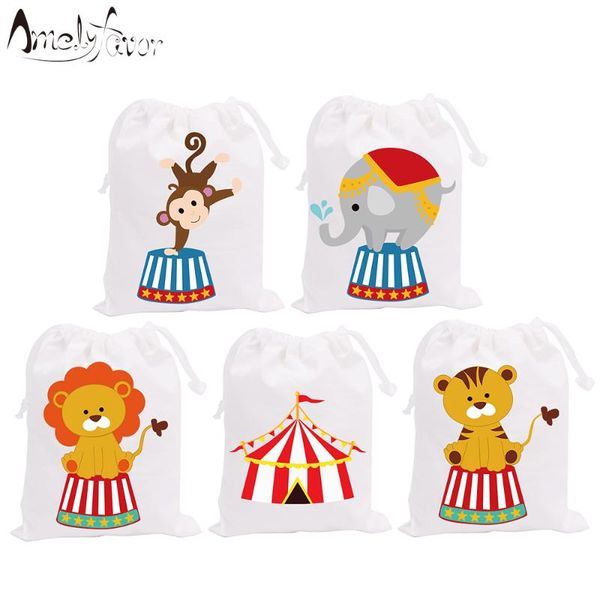 

gift wrap circus theme party favor bags pink blue candy animals event birthday baby shower container supplies 5pcs