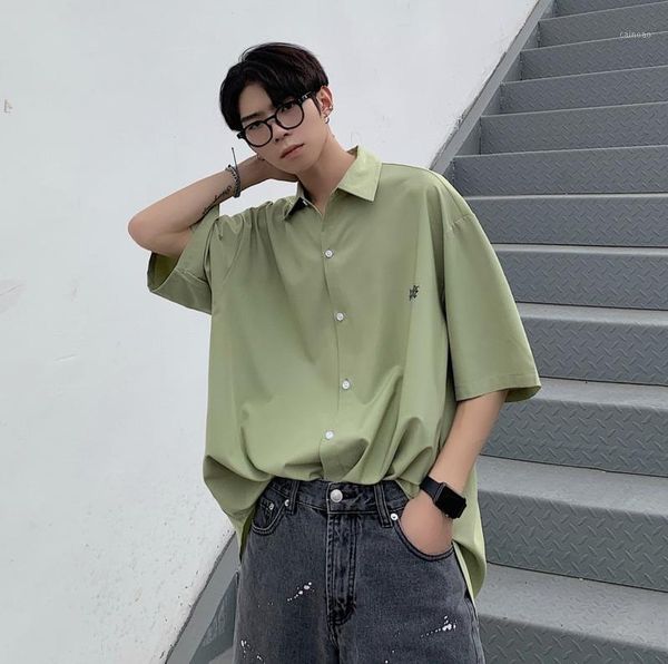 

2020 summer new youth popular solid color loose short-sleeved shirt fashion casual single-breasted jacket jacket -2xl1, White;black