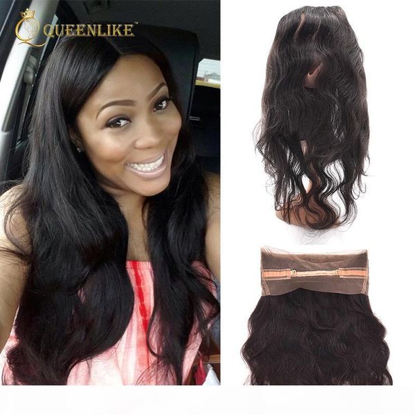 

remy brazilian human hair lace closure frontal body wave 1b 360 unprocessed virgin lace front piece queenlike 9a diamond grade, Black;brown