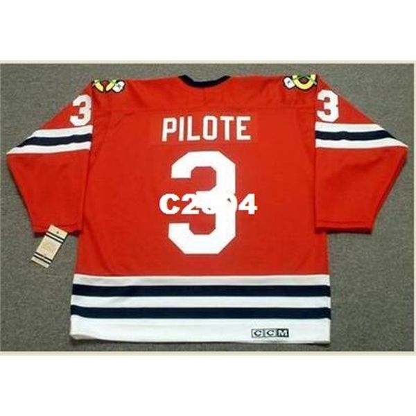 

mens #3 pierre pilote chicago blackhawks 1963,1967 ccm vintage retro hockey jersey or custom any name or number retro jersey, Black