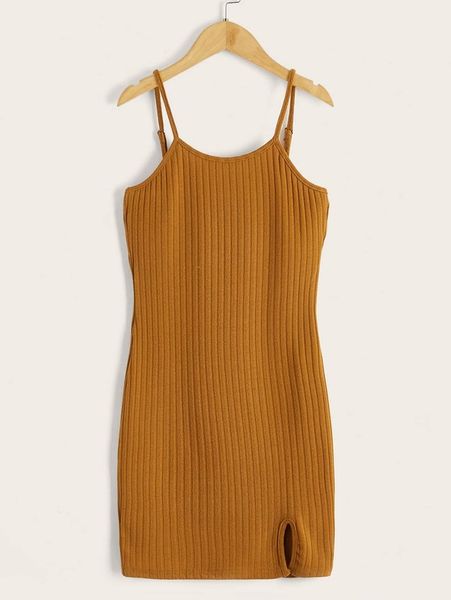 

girls 1pc split hem cami dress she, Red;yellow