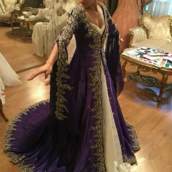 

2021 arabic lace long sleeve prom dresses with embroidery muslim dubai party dresses glamorous purple turkish evening gowns formal, Black;red