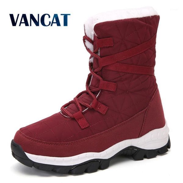 

boots brand women's warm plush woman snow outdoor lace-up waterproof winter non-slip ankle botas mujer1, Black