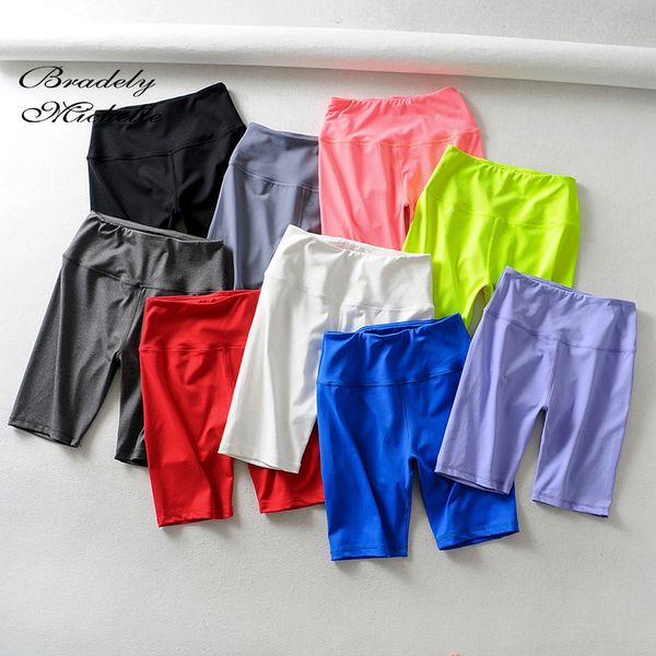 Bradely Michelle 2019 Summer Party Night Night Pearl da donna Pure Colore Puro Vita alta Elastico Bikeshorts Bikeshorts Leggings LJ201006