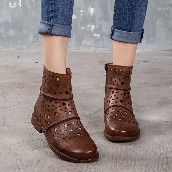 

johnature genuine leather sandals 2020 new spring summer women shoes sewing flat with casual zip handmade ladies sandals1, Black