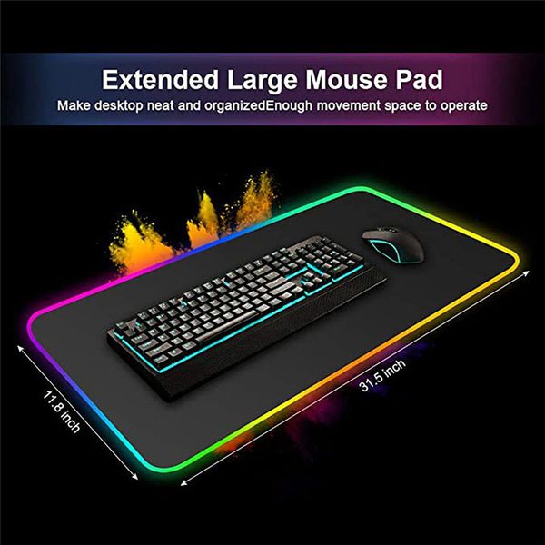 

rgb gaming mouse pad 400x900 красочные светящиеся для пк компьютерные рабочие настольные14 режимы цвета светодиодные светодиодные световые с