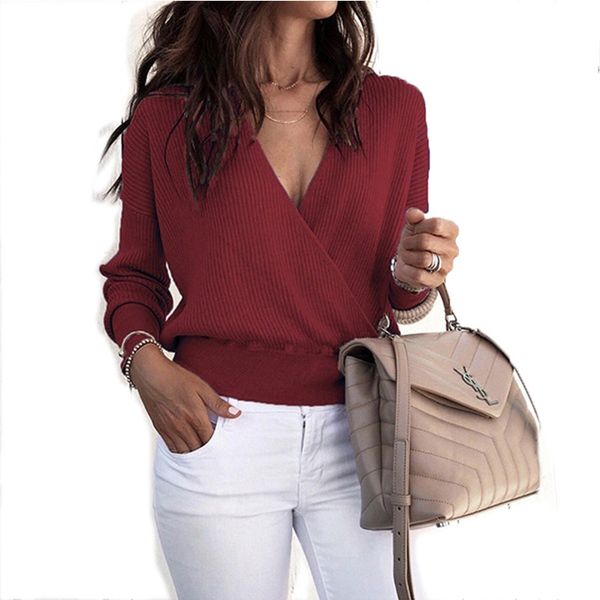 

women's zogaa long sleeve t spring from fashionable clothes casual ladies with neckline v cross shirt tshirt g42d, White
