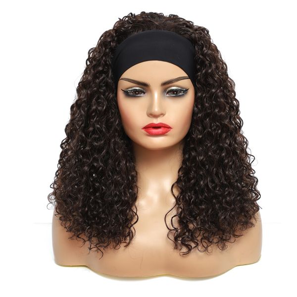 Perucas de headband encaracolado 22 polegada longa peruca sintética onda de água profunda cabelo boêmio para mulheres negras Soku 150% máquina de densidade feita peruca