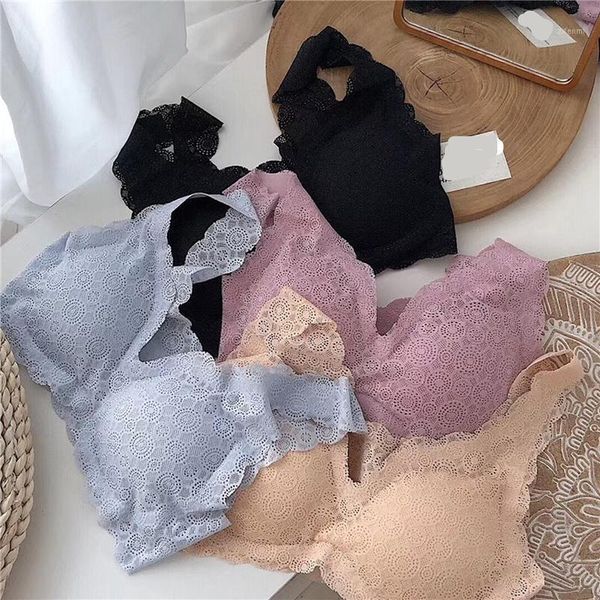 

plus size bra seamless beautiful back bras for women underwear lace brassiere push up bralette with pad vest bra1, Black;white