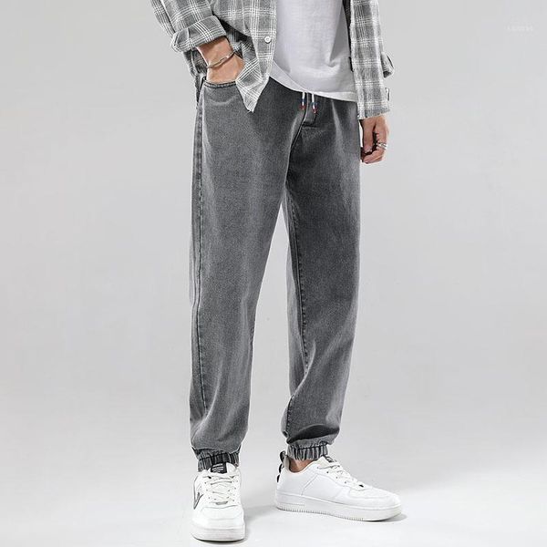 

2020 men streetwear hip hop jeans pants men's grey elastic harem pants autumn male joggers denim -5xl1, Blue