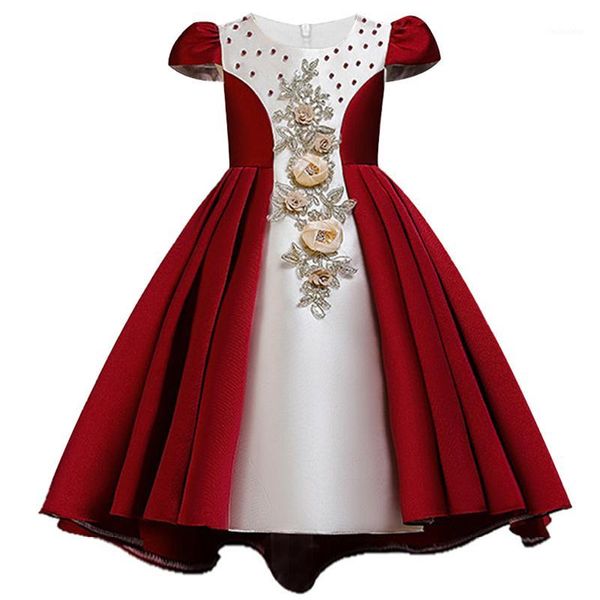 

girl's dresses flower girl school graduation party prom tuxedo christmas day performance beaded1, Red;yellow