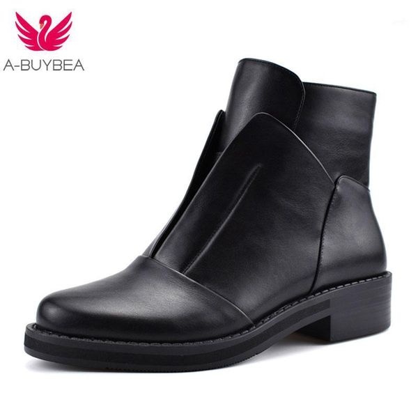 

boots fashion side zipper black ankle for women warm plush insole med heel cool style autumn shoes1