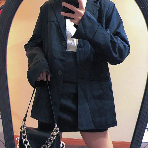 

classic korean womens blazer suit outfits single breasted oversize suit jacket+pencil skirt mini ladies autumn blazer 2 piece1, White