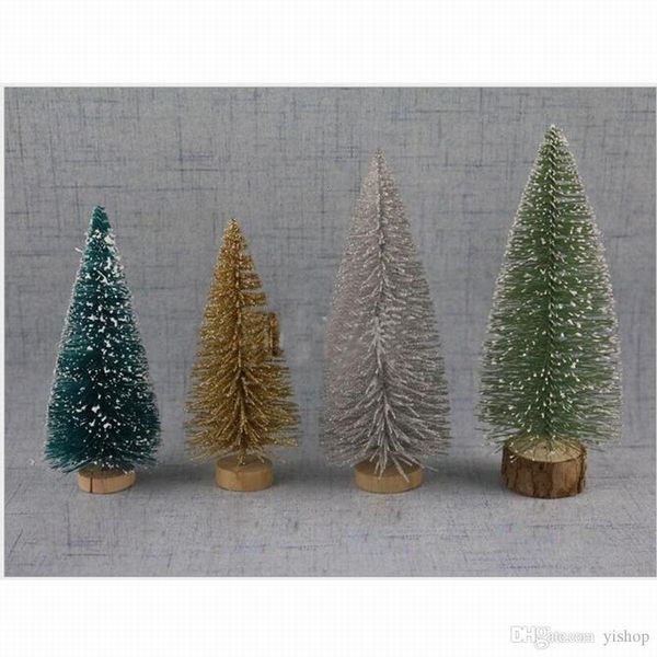 

small tree silk 12pcs/lot sisal christmasdar decoration - gold silver blue green white mini home christmas decorat