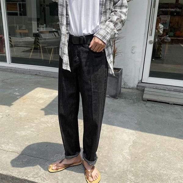 

men's jeans korean straight men's fashion retro casual summer thin trousers men streetwear wild loose hip hop denim pants mens1, Blue