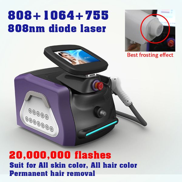 

2021 3 waves 808 1064 755nm diode laser hair removal device beauty laser machine for sale, Black