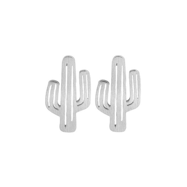 

Fashion Sterling Silver Cactus Earrings For Women Minimalist Cactus Post Stud Earrings Brincos Para As Mulheres Earings Fashion, Golden;silver