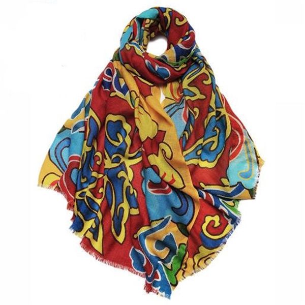 

new summer style of women geometric printing cotton silk handkerchief, Blue;gray