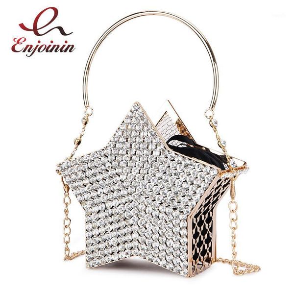 

evening bags luxury diamond silver star design clutch bag for women hollow out small metal cage ladies chain purses and handbags1
