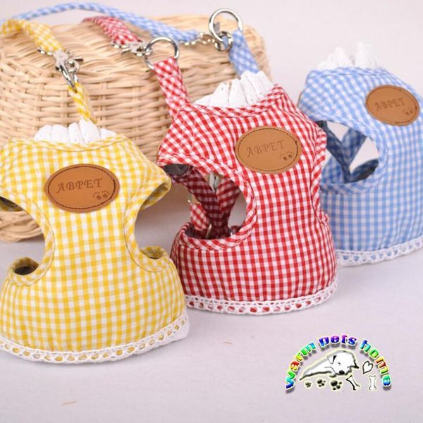

12pcs cute small cotton dog harness leashes accessory puppy chihuahua pet dog training vest adjustable lead for small dogs1
