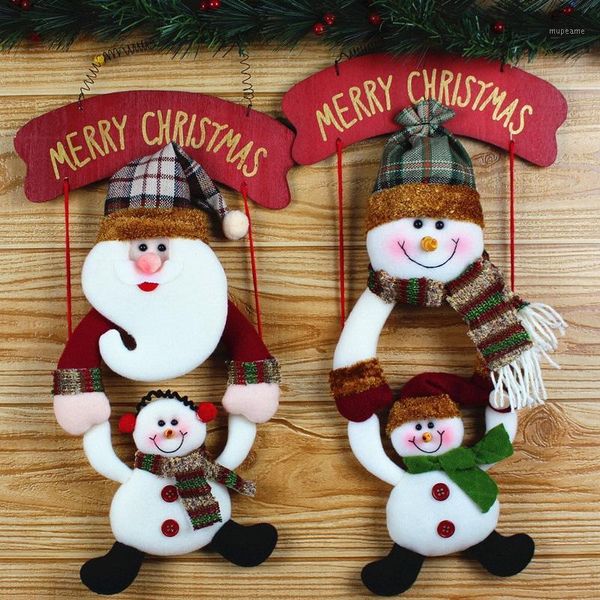 

christmas decorations hanging pendant gifts fabric wreath snowman hang the door party decor decoration1