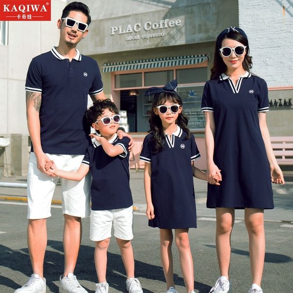 

mother daughter dress like father like son shirts twins brother sister mom and daughter dress clothes family matching outfits y200713, Blue