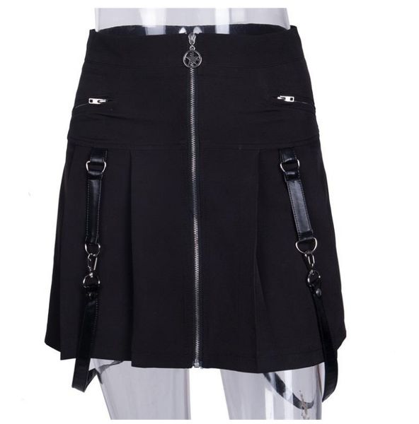 

уличный стиль хипстерского стиля сплошной цвет a-line юбка, Black