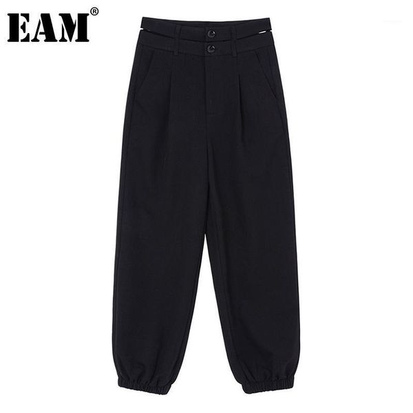 

eam] high waist black brief long pleated harem trousers new loose fit pants women fashion tide spring autumn 2020 1db8391, Black;white