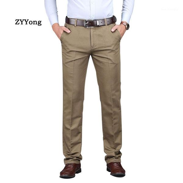 

men's pants mens suit fashion stretch slim straight big size office casual business quality black trousers male winter1