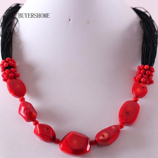 

мода ювелирные изделия природный камень красное море коралловое ожерелье 20" 1pcs e476, Silver