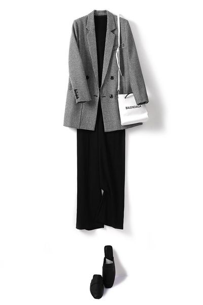 

casual double-breasted plaid suits coat slim office lady suit collar blazer jacket women elagant chic coats spring 2021, White;black