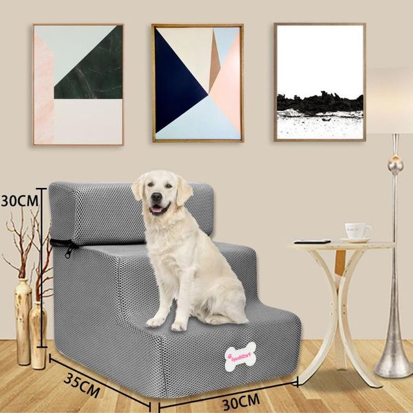 

new breathable mesh foldable pet stairs detachable pet bed cat dog ramp 3 steps dog bed washable cats pads products for
