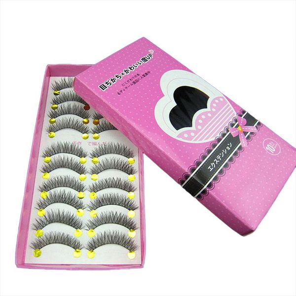 

false eyelashes 10 pairs/set 3d handmade soft long cross fake extension beauty tools