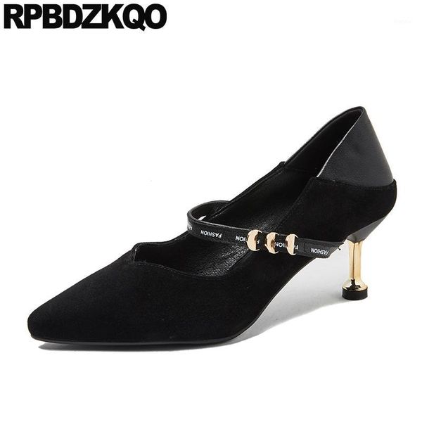 

stiletto suede thin black sandals slip on 2019 pumps pointed toe genuine leather mules slipper sheepskin shoes women1