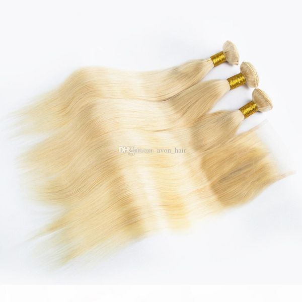 

pure colored 613 silky straight human hair 3bundles with closure 4x4 colored 613 virgin human hair weaves with lace closure, Black;brown