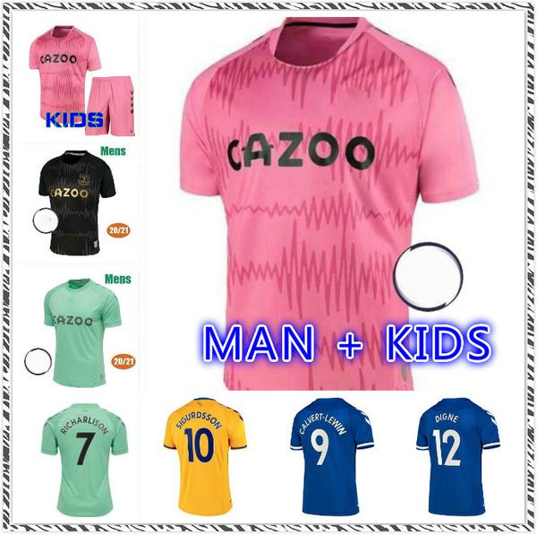 

richarlison 20 21 soccer jerseys james allan doucoure football shirt set 2020 2021 kean richarlison thailand men kids kit uniforms, Black;yellow