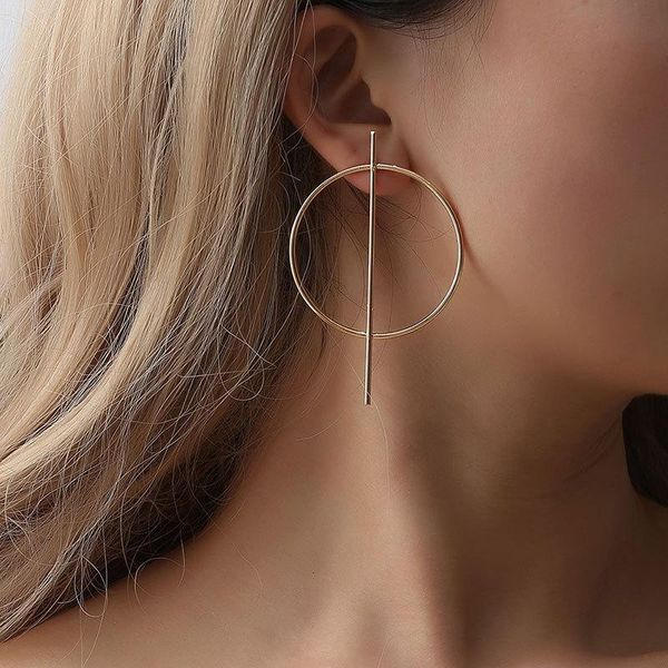 

earrings jewelry temperament simple retro long circle ear line geometric earrings for women statement, Golden;silver