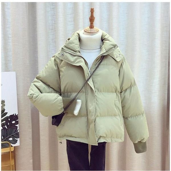 

2020 new winter jacket women hooded down parkas coats short thicken warm solid fashion outwear losse jacket female coat, Black