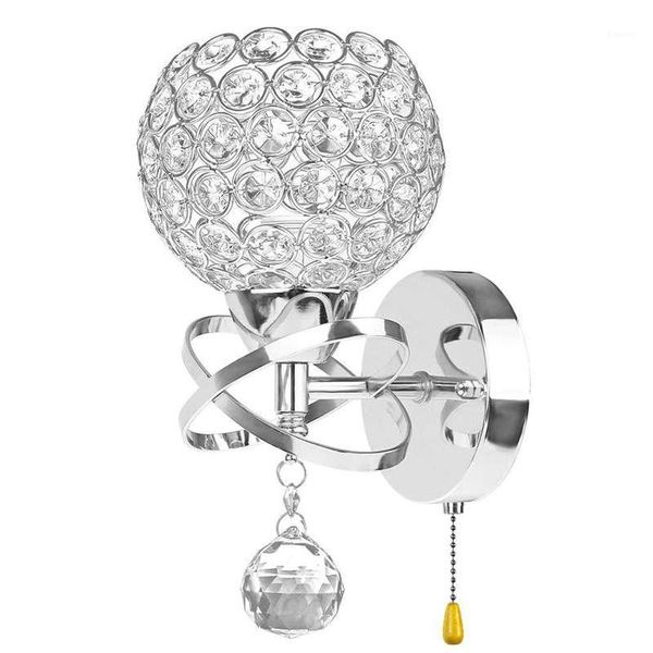 

promotion led modern crystal wall lamp sconce light bulb bedroom hallway lighting fixture, with on/off pull switch1