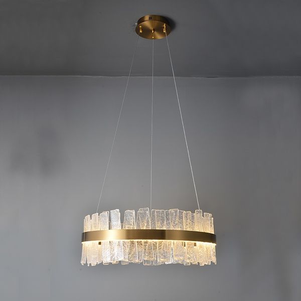 

postmodern ice cracked glass round ring dining room lamp led hanging lamp for living room kitchen indoor home decor lights