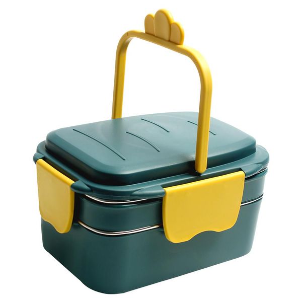 

двойной слой из нержавеющей стали изолированные ланч-коробка портативный студент лапша чаша с посудой микроволновые милые bento коробки sqcd