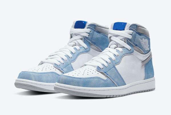 

authentic 1 high og hyper royal basketball shoe trophy room 1s light smoke grey white men women outdoor shoes sports sneakers with original, Red;white